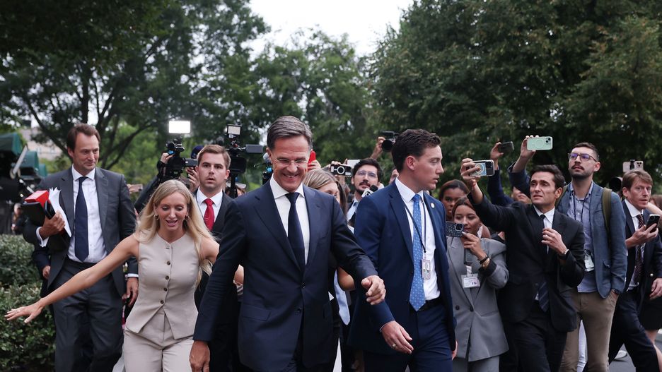 WASHINGTON, DC - AUGUST 18: NATO Secretary-General Mark Rutte walks back to the West Wing of the White House after doing a television interview with Fox News on August 18, 2025 in Washington, DC. U.S. President Donald Trump hosted European leaders as well as Ukrainian President Volodymyr Zelensky for talks on a pathway to a peace deal between Russia and Ukraine. (Photo by Anna Moneymaker/Getty Images)