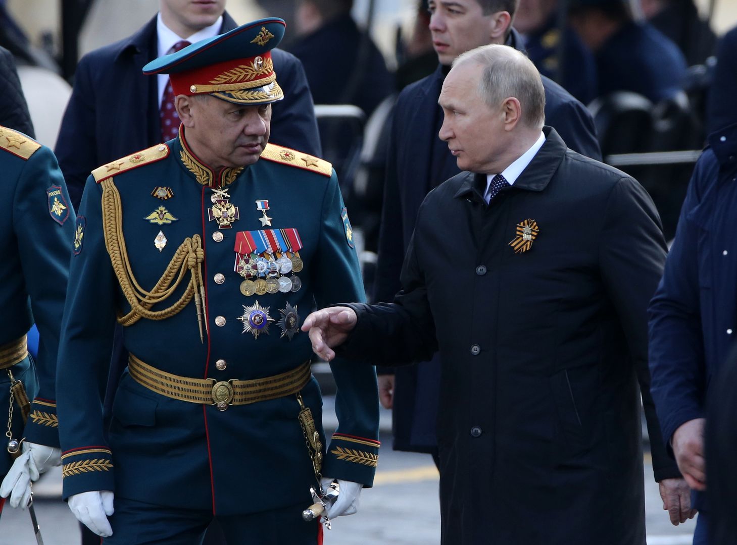 Putin i minister obrony Siergiej Szojgu w poniedziałek 9 maja na paradzie z okazji Dnia Zwycięstwa 