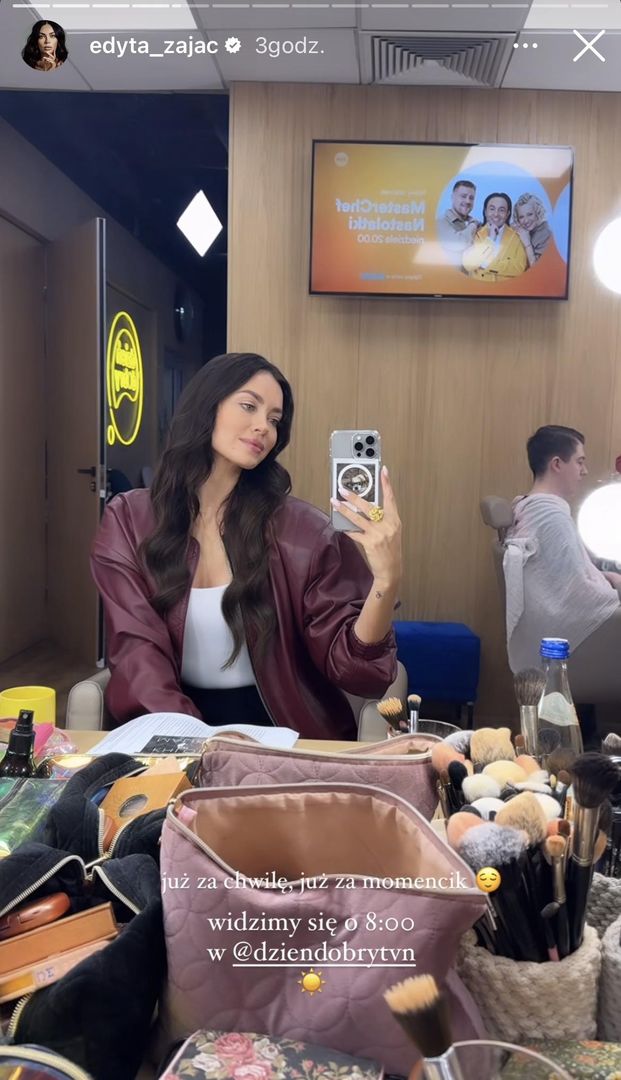 Edyta Zając w skórzanej kurtce 