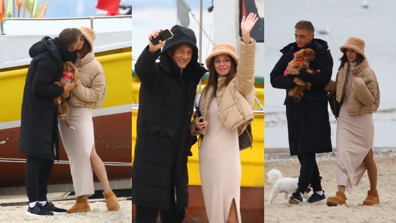Jakub Rzeźniczak i Paulina Nowicka urządzają sobie sesję na plaży w Sopocie