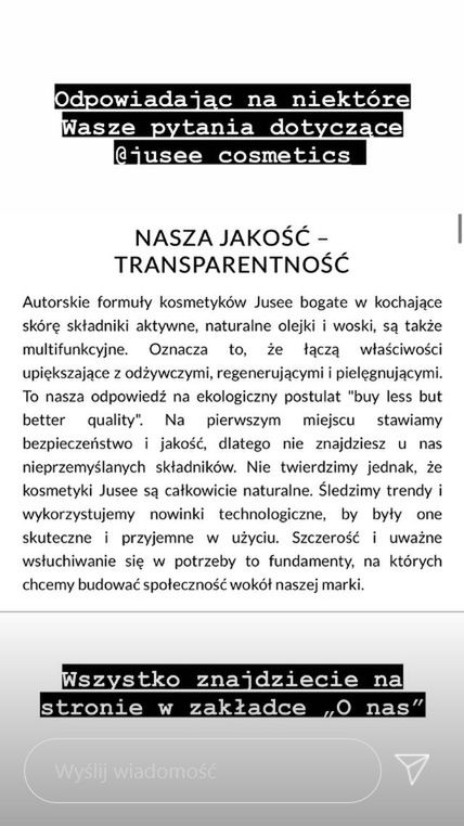 Julia Wieniawa o składach swoich kosmetyków
