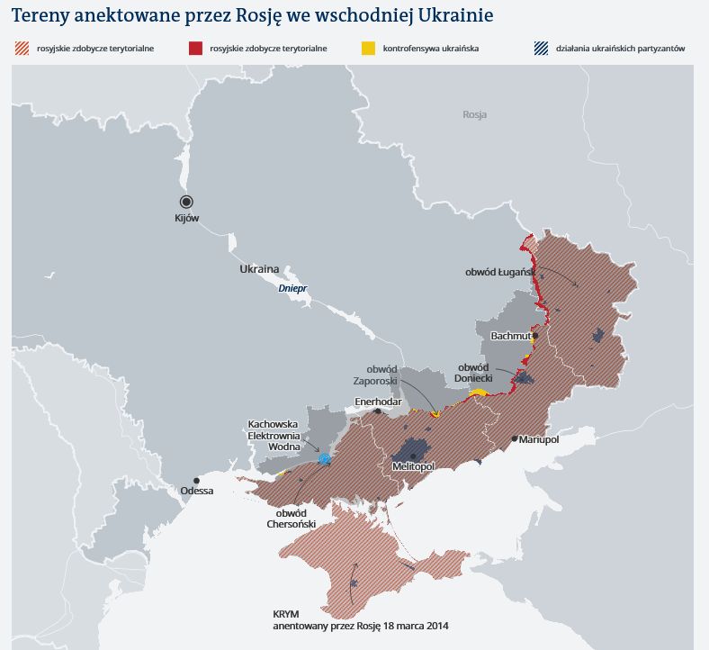 Territories annexed by Russia in eastern Ukraine