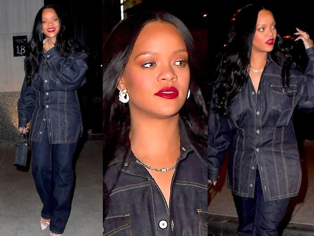 Zrelaksowana Rihanna przywraca modę na "podwójny dżins"