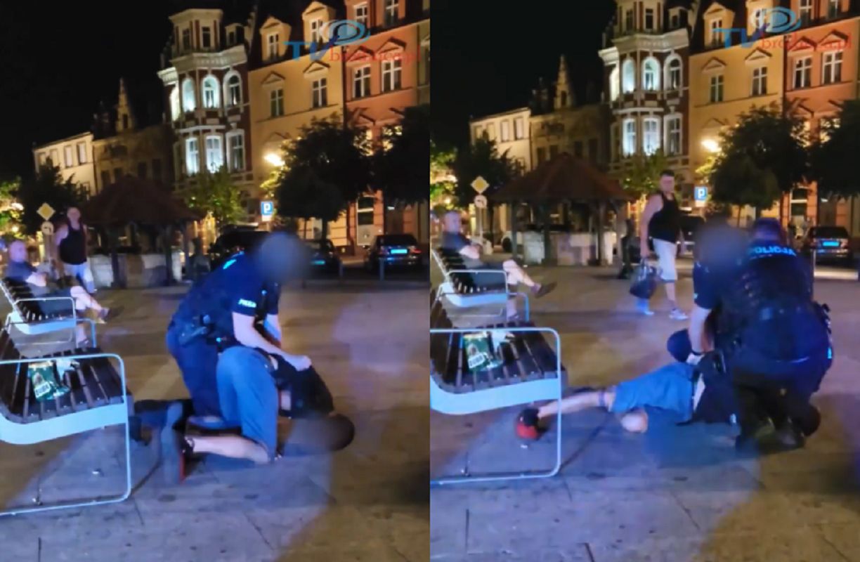 Policjanci nagrani. Wideo z rynku w Brodnicy niesie się w sieci