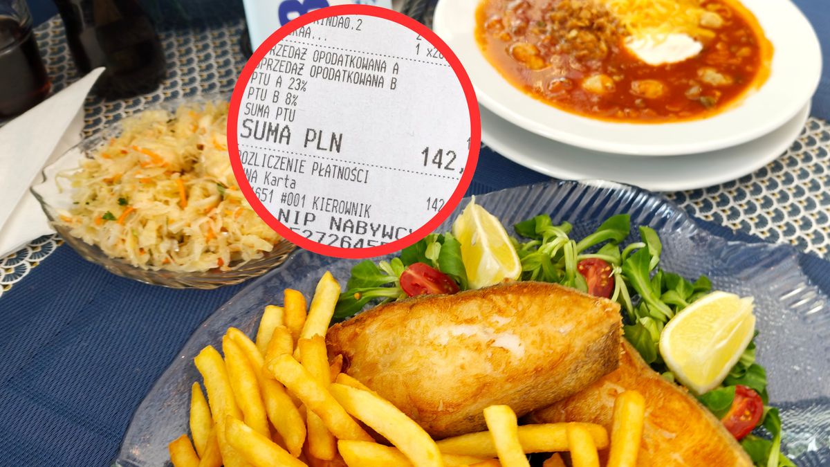 Tapas Rybka - menu obiadowe i paragon