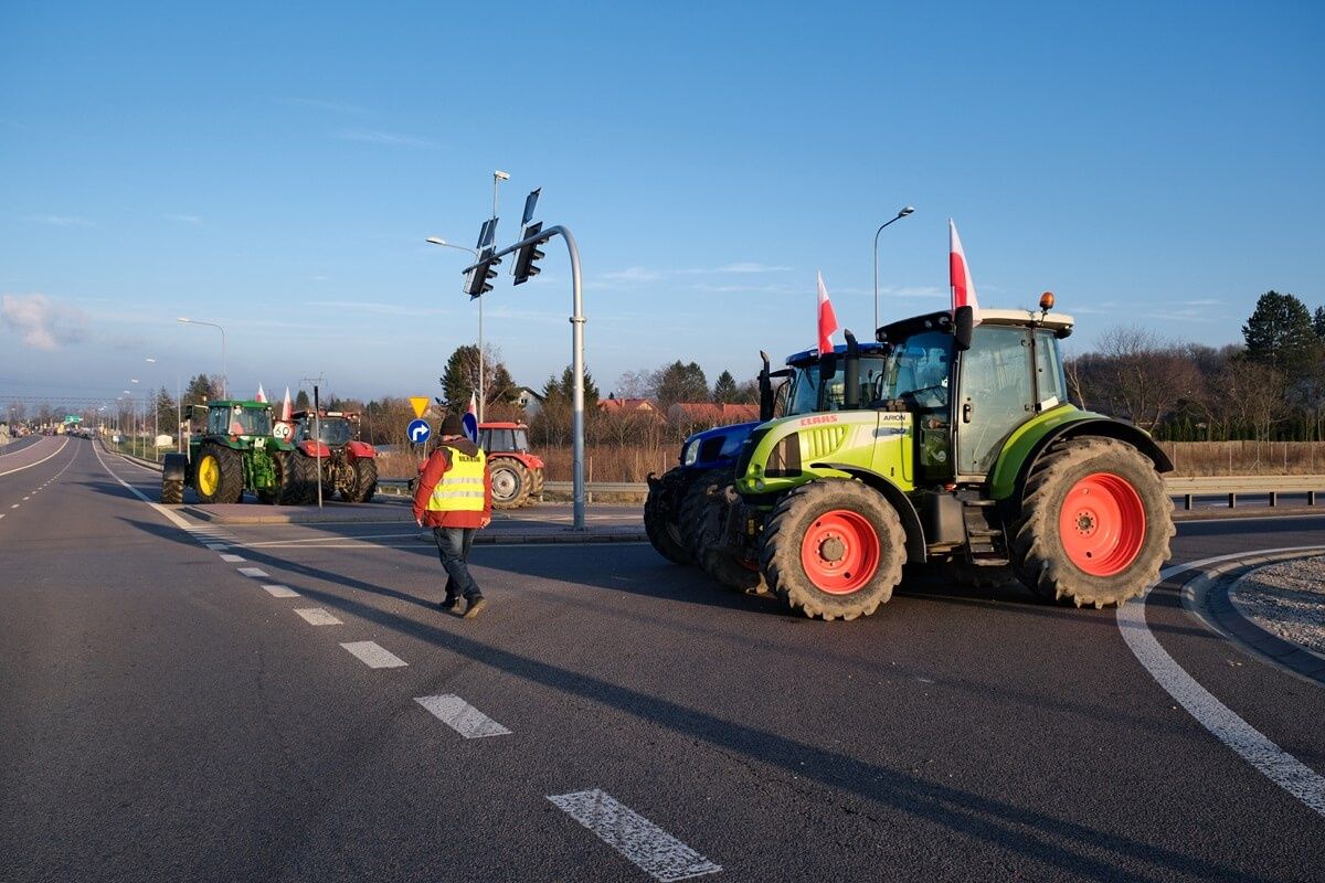 Protest rolników w Maryninie/Stasinie przy węźle Lublin Węglin