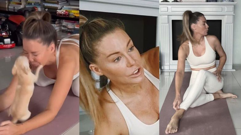 Małgorzata Rozenek walczy o chwilę spokoju na jogowej macie 