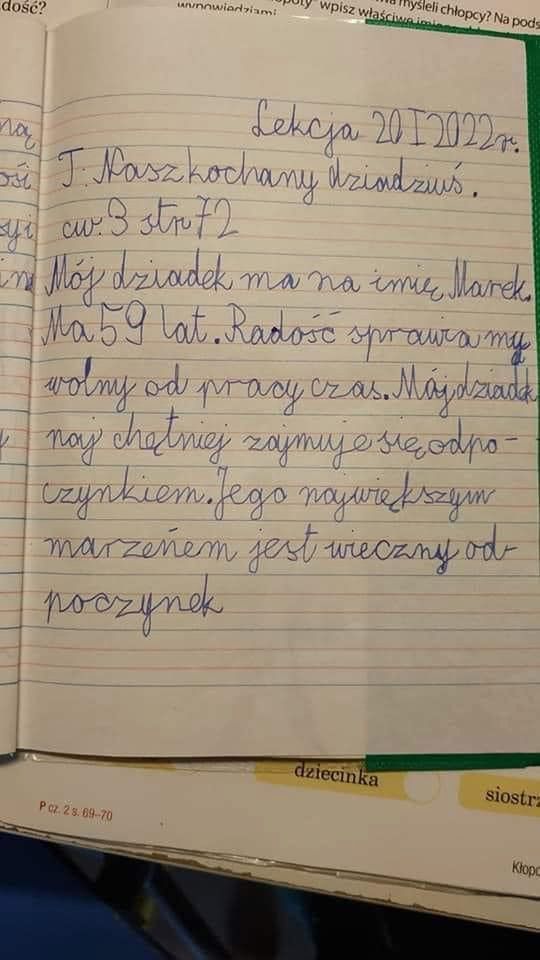 Zeszyt z wypracowaniem ucznia