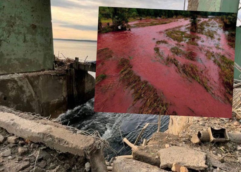 Po ostrzelaniu urządzeń hydrotechnicznych w Krzywym Rogu rzeka Ingulec zmieniła kolor