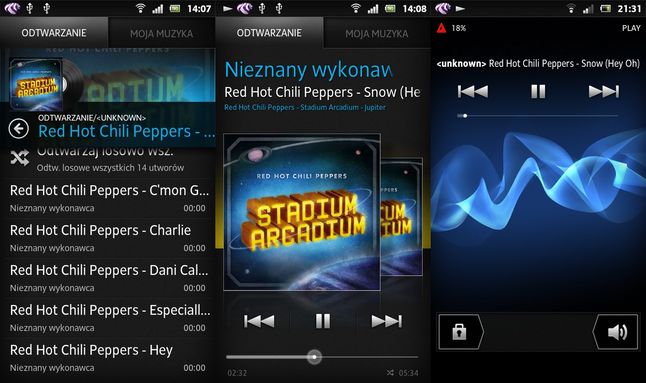 Sony Xperia sola - odtwarzacz muzyki