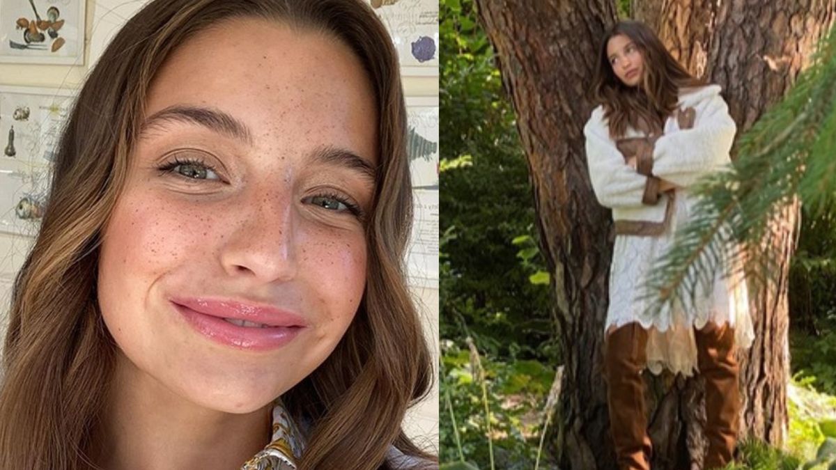 Piegowata Julia Wieniawa pozuje w futrze na upale