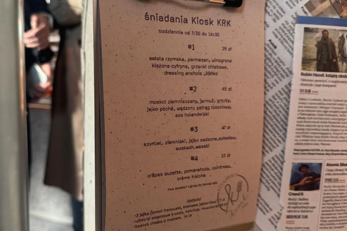 Menu w nowym lokalu Przemysława Klimy
