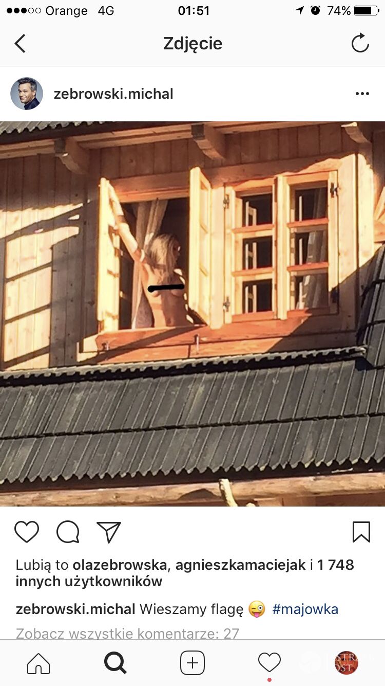 Zdjęcie nagiej kobiety na Instagramie Michała Żebrowskiego