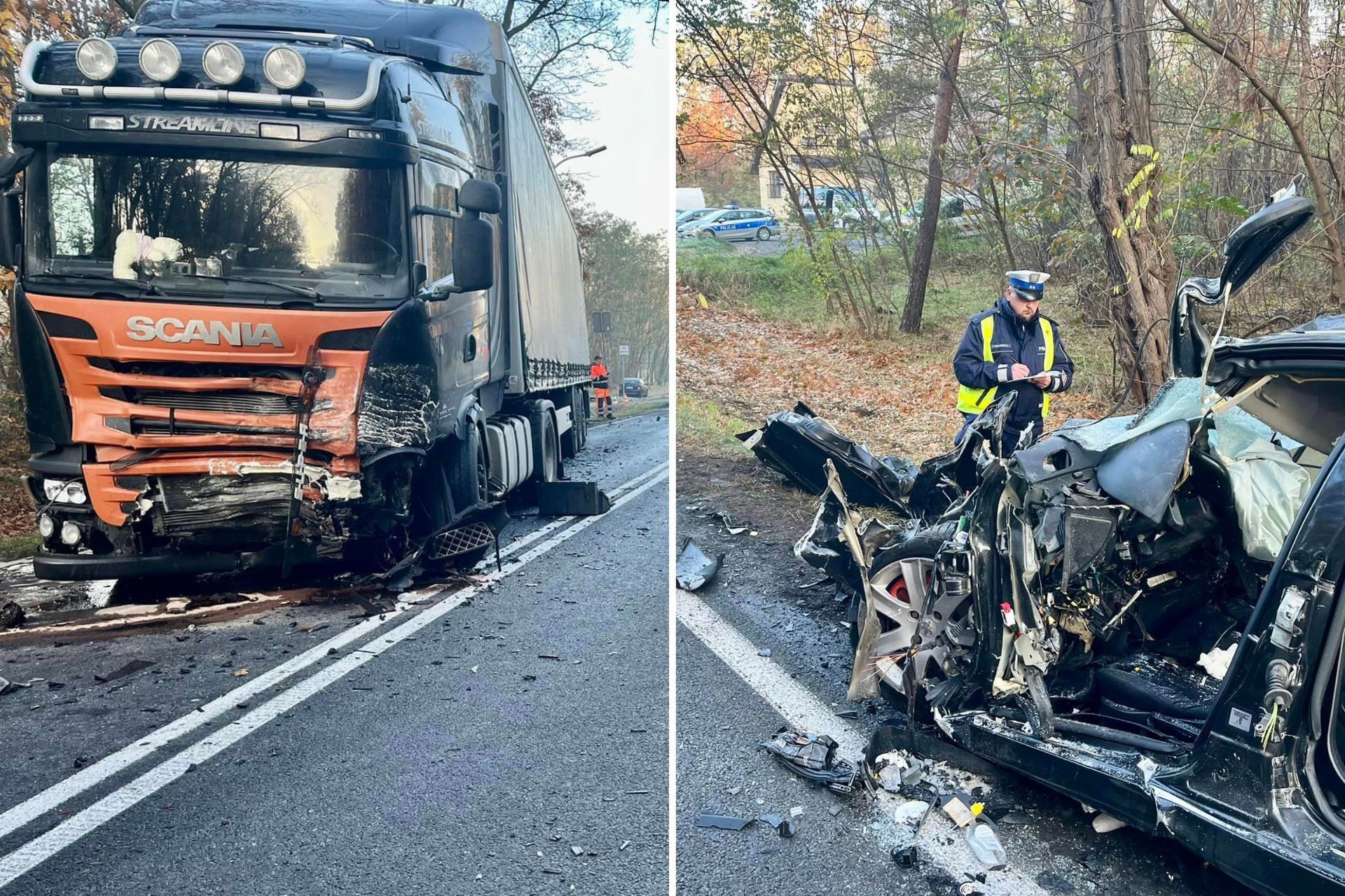 Auto nagle zjechało z pasa. Zginęło dwóch młodych mężczyzn