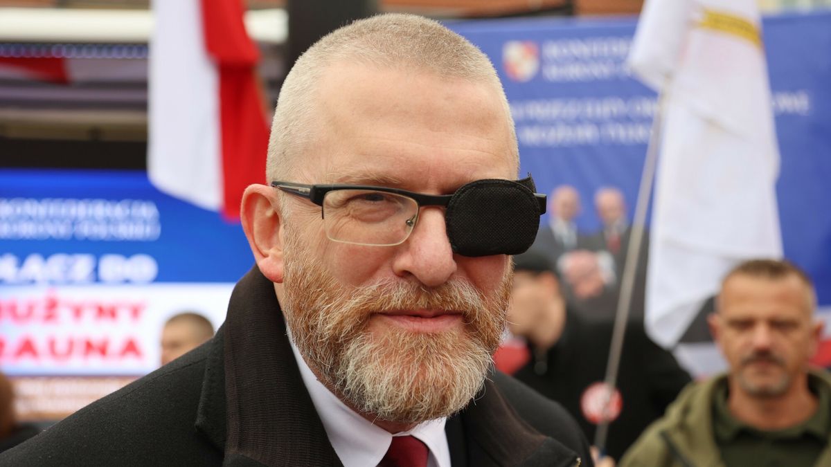 Marsz Polska za Pokojem w Wieliczce
12.10.2025 Wieliczka. Marsz Polska za Pokojem organizowany przez Konfederacje Korony Polskiej Grzegorza Brauna. fot Mateusz Kotowicz/REPORTER n/z. Grzegorz Braun
Mateusz Kotowicz/REPORTER