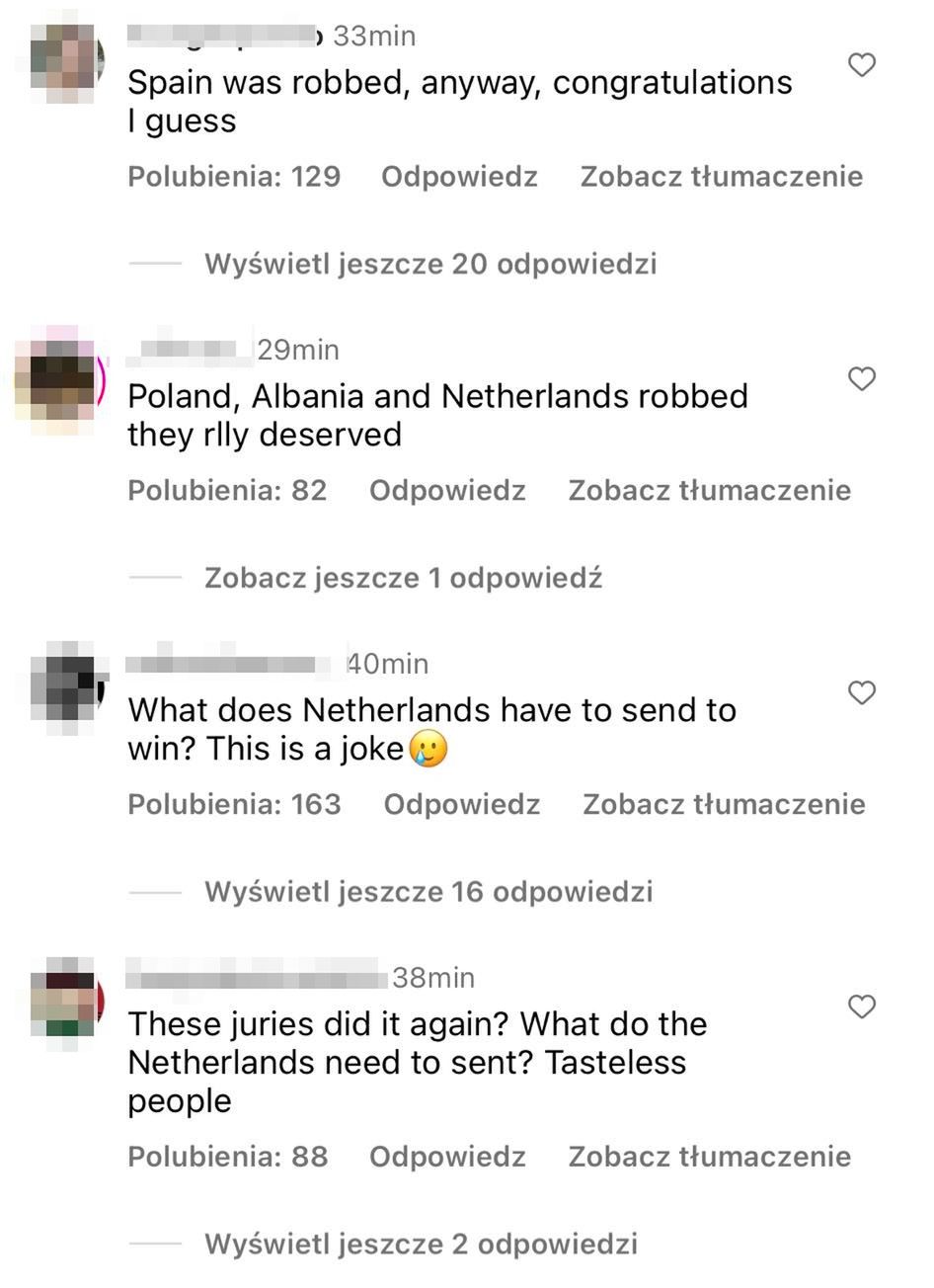 Komentarze pod wynikami Eurowizji Junior