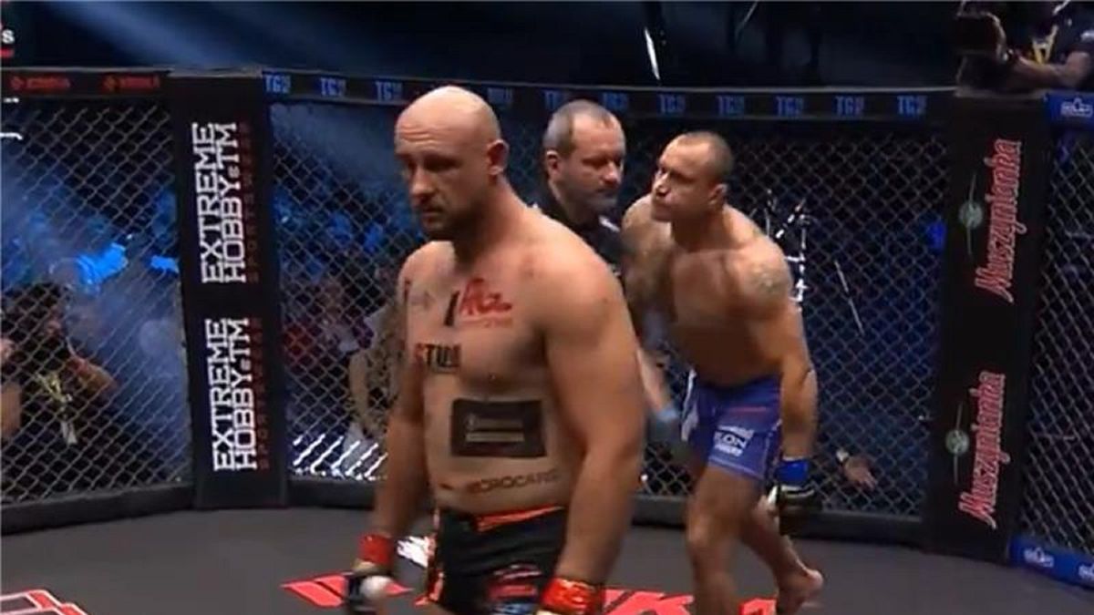 Twitter / Polsat Sport / Na zdjęciu: Zamieszanie po walce na gali Babilon MMA.