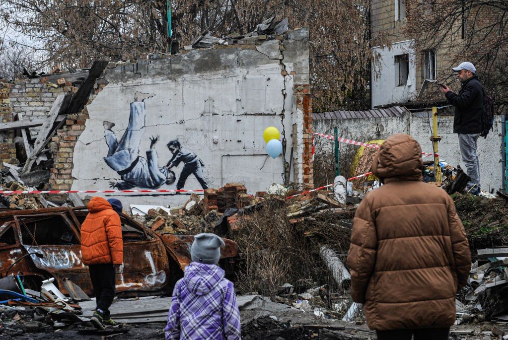 Jedna z prac Banksy'ego w Ukrainie