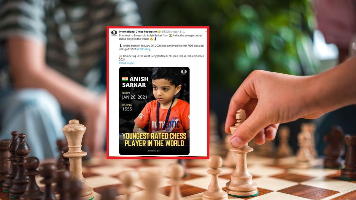 Getty Images / Azmant / x.com/FIDE_chess / Na zdjęciu: Anish Sarkar, trzyletni szachista z Indii