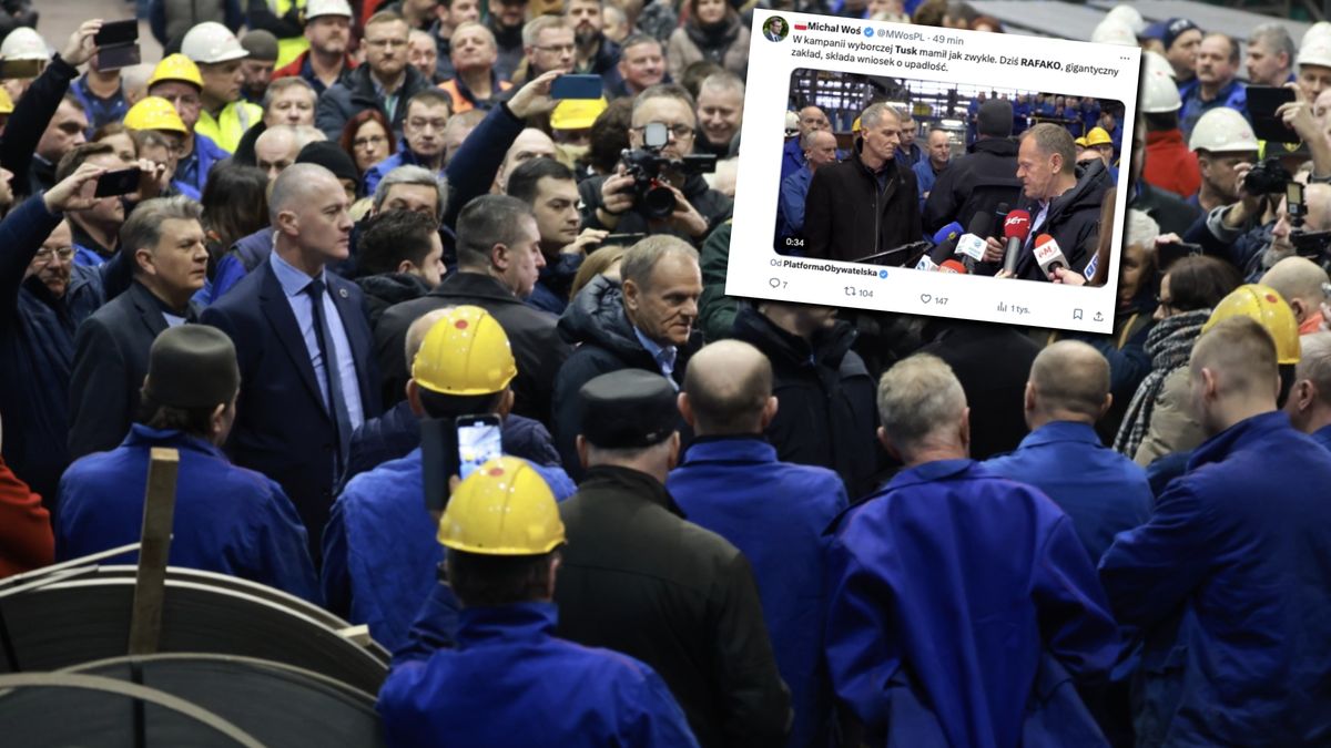 Przypominają wizytę Donalda Tuska w Rafako na początku 2023 r. 