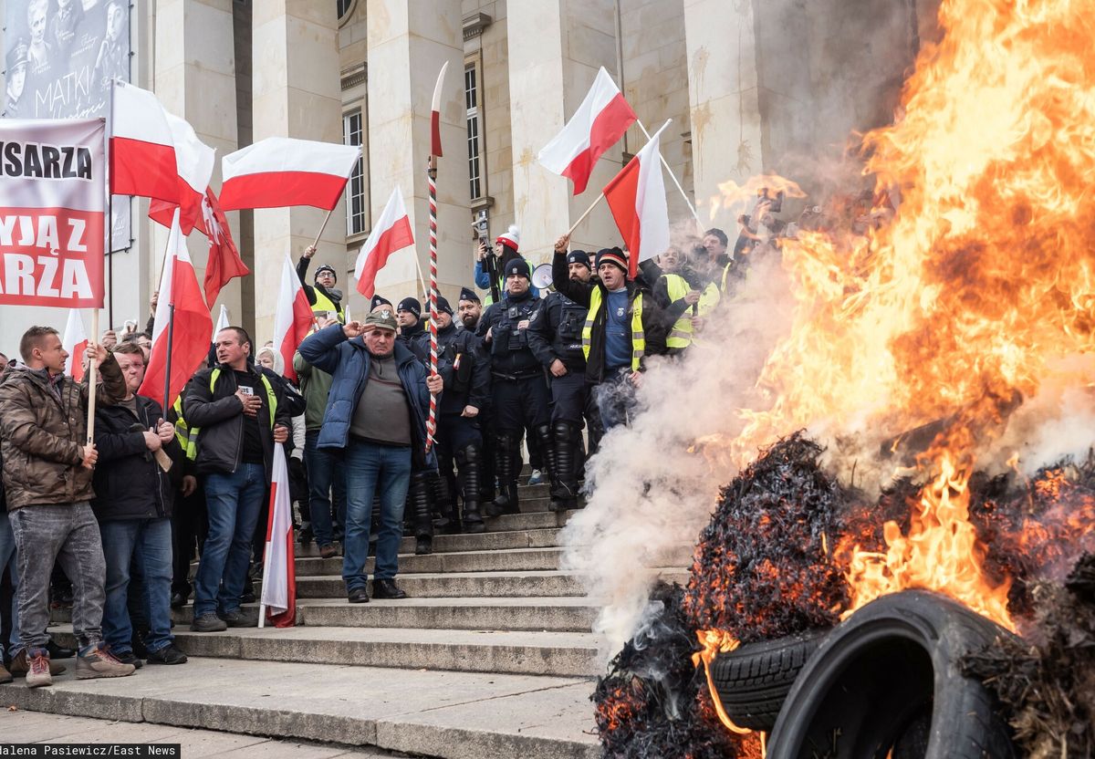 Poprzedni protest rolników we Wrocławiu. Podpalono wówczas słomę i opony