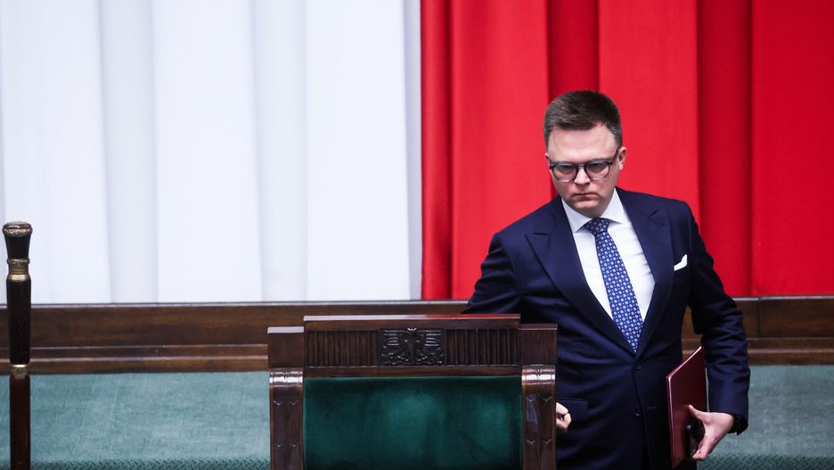 Warszawa, 07.03.2024. Marszałek Sejmu Szymon Hołownia w Sejmie w Warszawie, 7 bm. (mr) PAP/Leszek Szymański