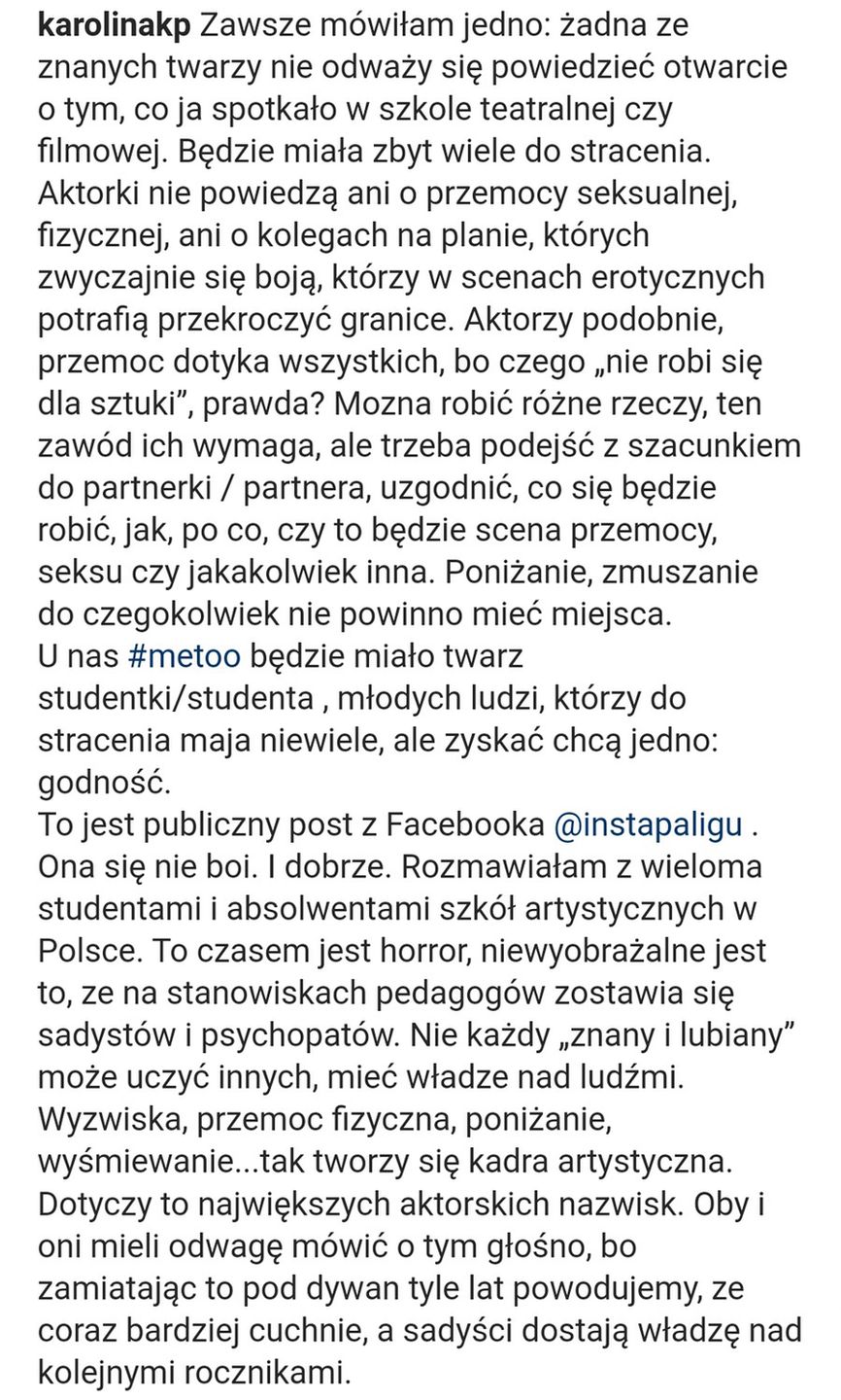 Karolina Korwin Piotrowska komentuje oskarżenia o przemoc w łódzkiej "filmówce"