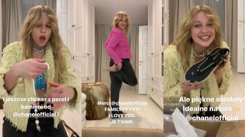 Jessica Mercedes tańczy i piszczy, otwierając paczkę od Chanel