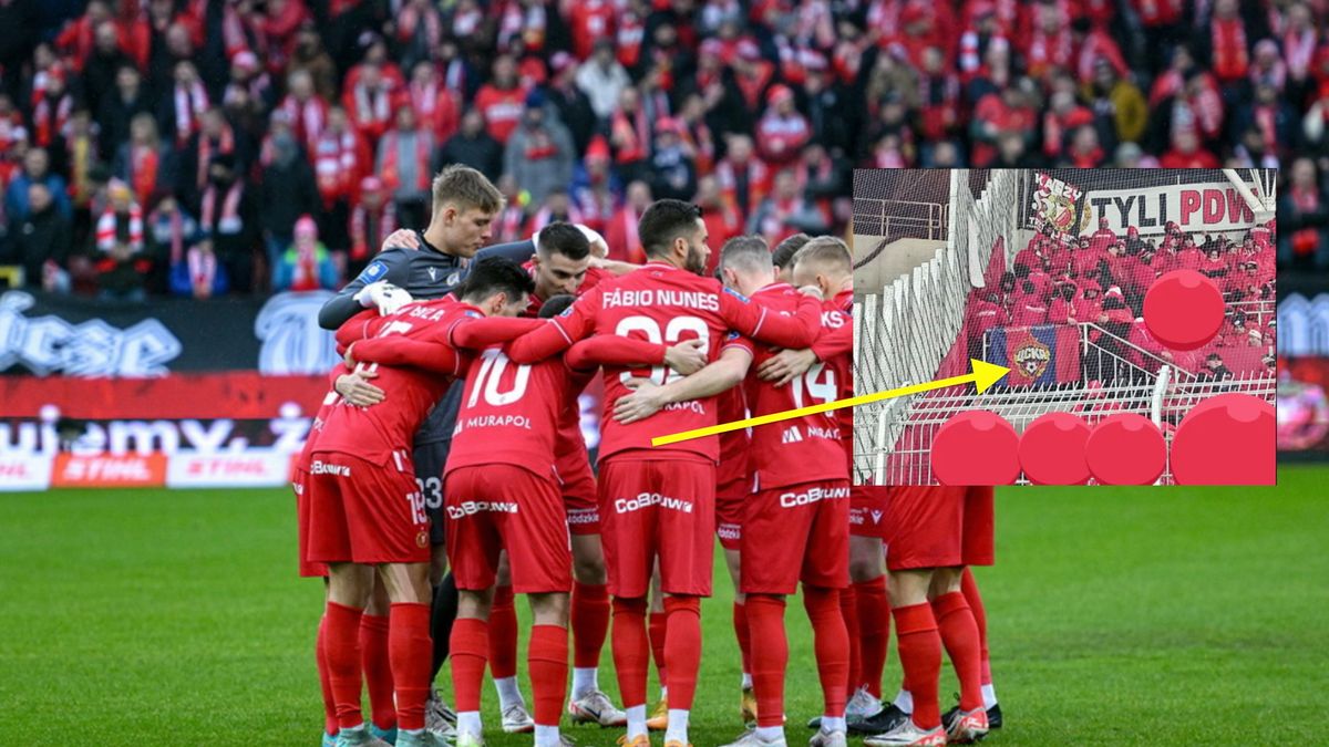 Kibice Widzewa Łódź podczas derbowego meczu z ŁKS-em wywiesili flagę klubu z Rosji