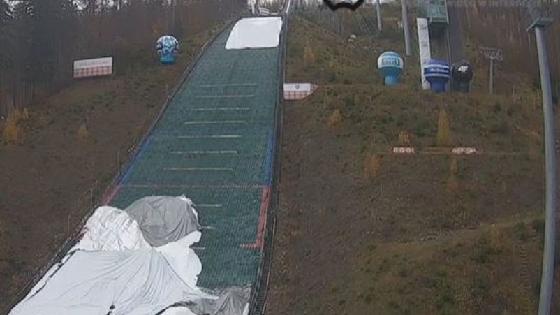 Zdjęcie okładkowe artykułu: Materiały prasowe / wisla-malinka.com / Tak wygląda obecnie skocznia narciarska w Wiśle. Pod białymi plandekami przykryty jest wyprodukowany śnieg