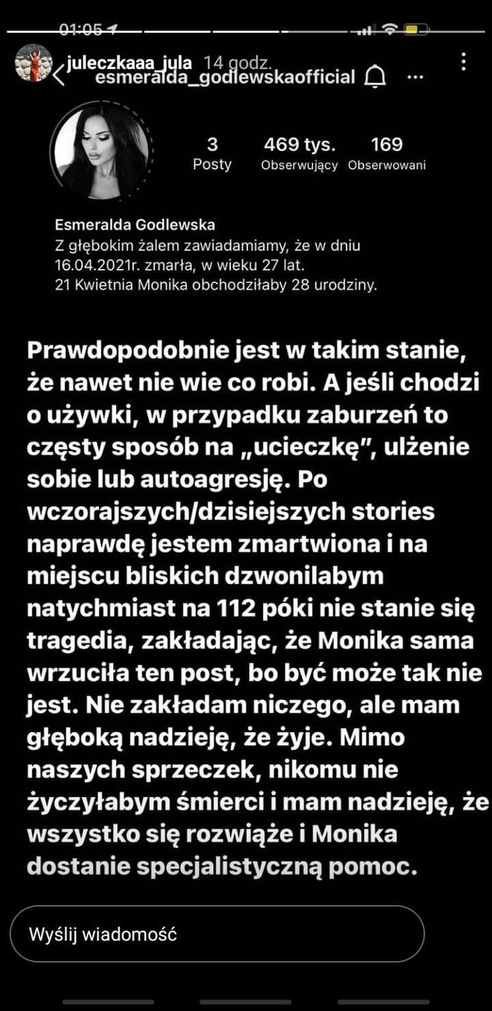 Julia Wróblewska broni Esmeraldy Godlewskiej