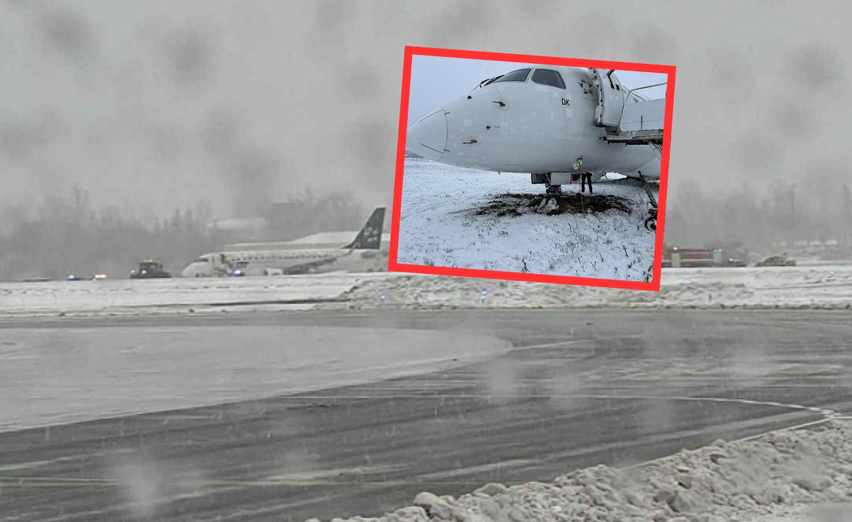 Samolot LOT wypadł z pasa. Trwa akcja na lotnisku w Wilnie