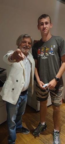 Jakub Oskędra z prezesem Sampdorii, Massimo Ferrero