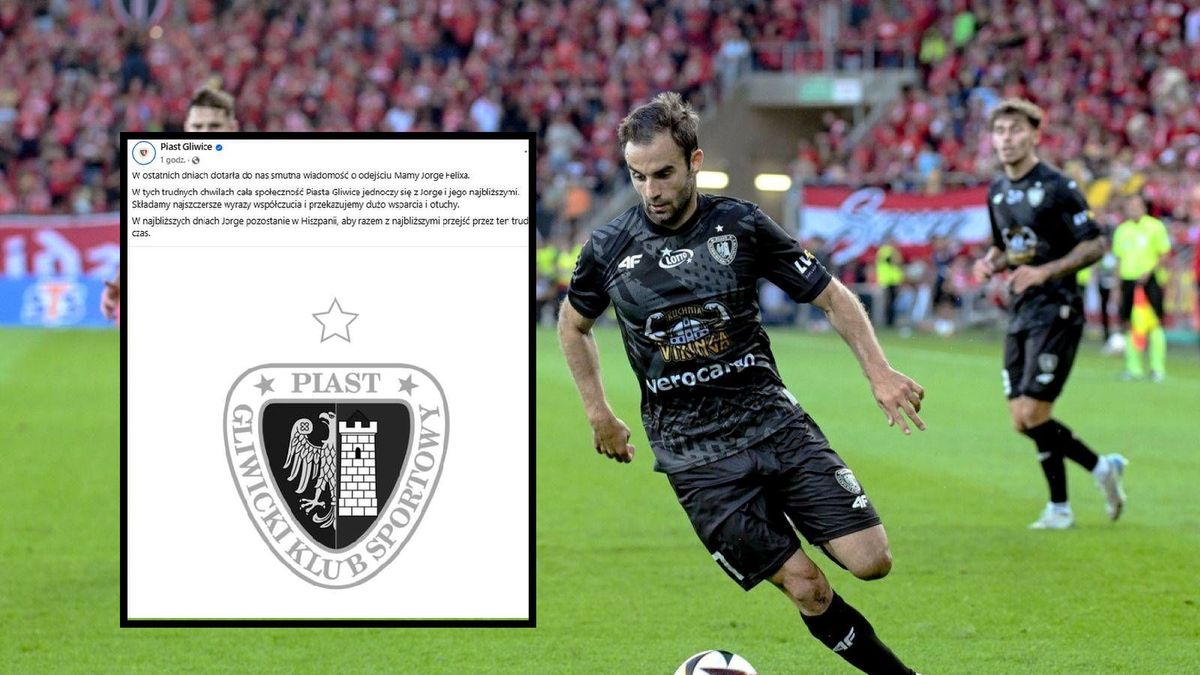 WP SportoweFakty / Paweł Piotrowski/Piast Gliwice / Na dużym zdjęciu Jorge Felix, na małym komunikat Piasta Gliwice