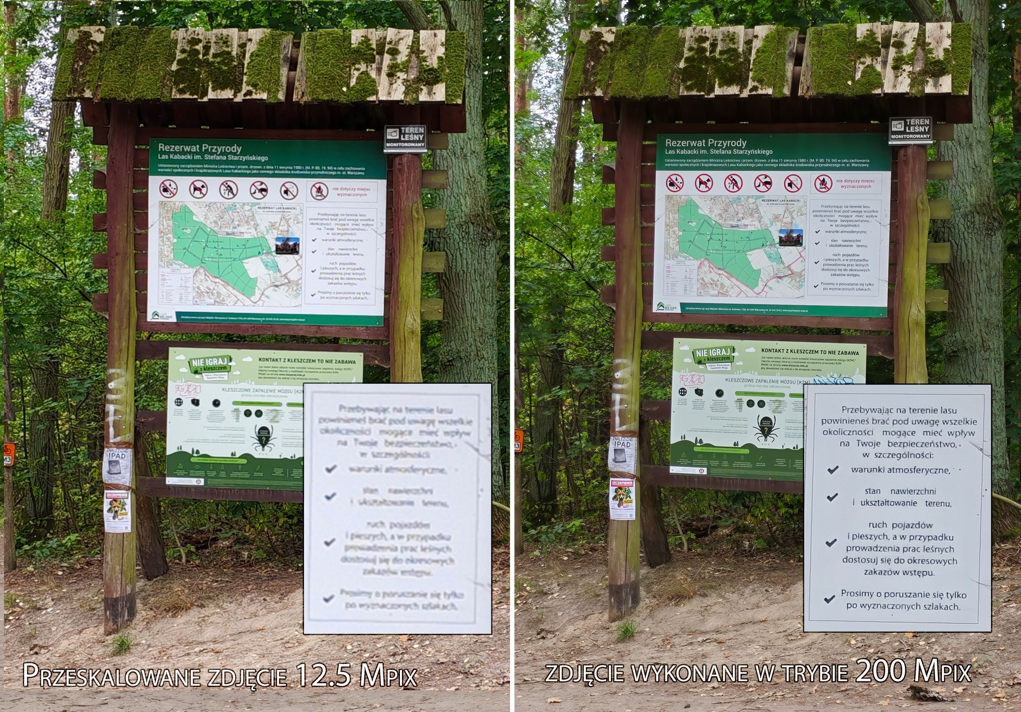 Porównanie zdjęcia w domyślnej rozdzielczości zapisu i 200 Mpix.