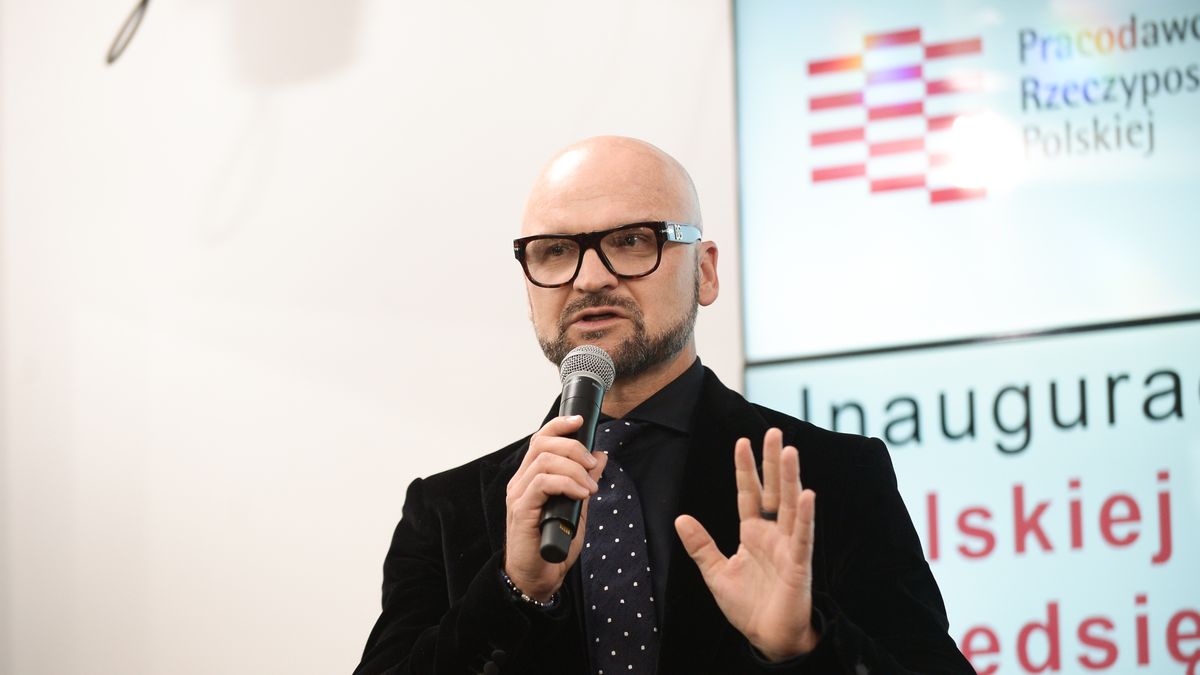 Warszawa, 29.01.2024. Prezes Zarządu Grupy Kapitałowej Integer Rafał Brzoska podczas inauguracyjnego posiedzenia Polskiej Rady Przedsiębiorców powołanej w ramach Pracodawców RP, 29 bm. w Siedzibie Pracodawców RP w Warszawie. (jm) PAP/Marcin Obara