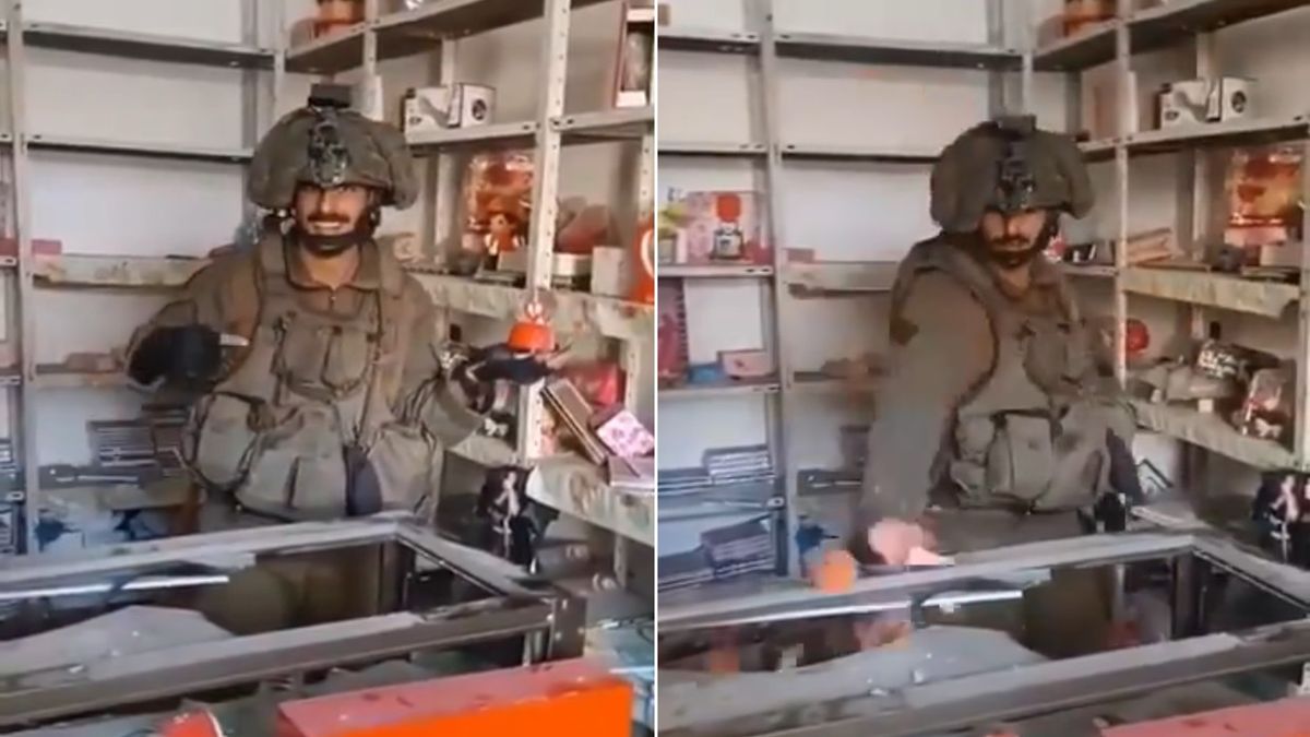 Izraelczyk dewastuje sklep w Strefie Gazy