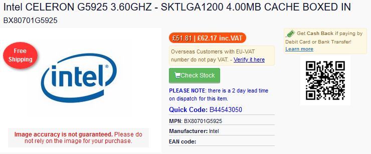Intel Celeron G5925