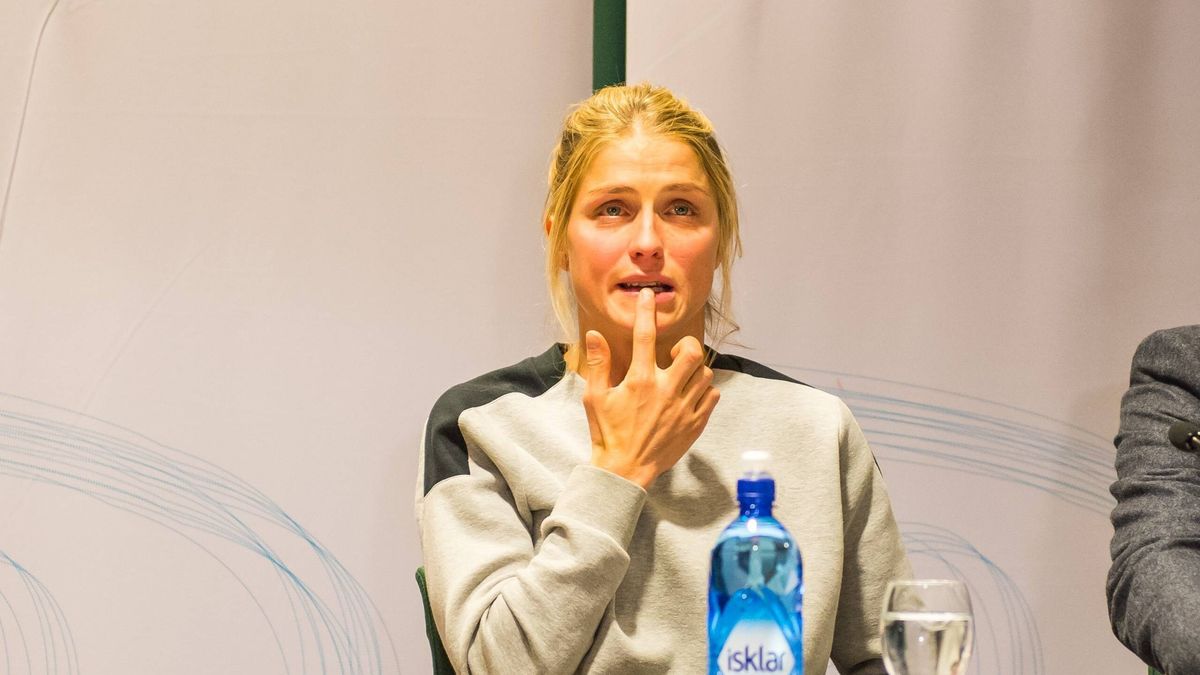 Therese Johaug na konferencji prasowej po pozytywnym wyniku testu antydopingowego