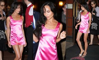 Żądna wrażeń Zoe Kravitz w ultrakrótkiej sukience nawiedza hotel przed kolejną imprezą. Bawi się na całego?