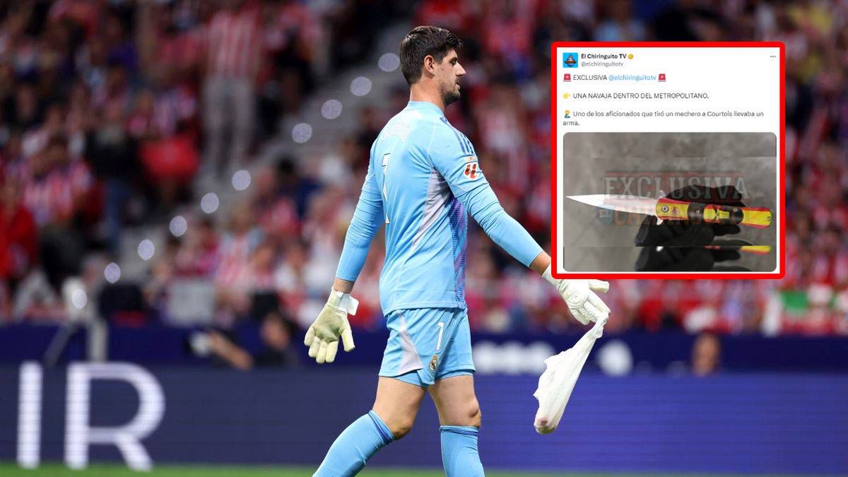 Zdjęcie okładkowe artykułu: Getty Images / Thibaut Courtois i nóż, jaki miał przy sobie jeden z zatrzymanych kibiców