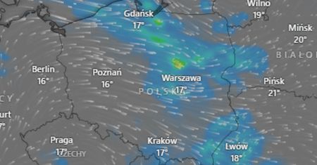 Przemieszcza się powoli z zachodu na wschód. Przyniesie burze i opady