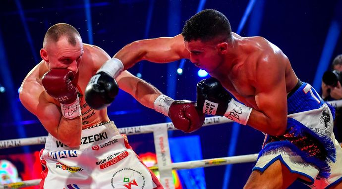 Boks: KnockOut Boxing Night 40 we Wrocławiu - waga superśrednia: Rafał Wołczecki - Maks Hardzeika