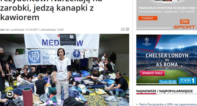 TVP Info krytykowane za wytknięcie protestującym lekarzom zagranicznych podróży i kawioru