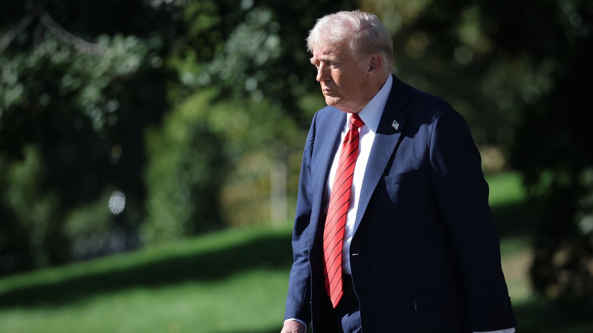 WASHINGTON, DC - OCTOBER 10: U.S. President Donald Trump departs the White House for Walter Reed Medical Center on October 10, 2025 in Washington, DC. Trump is traveling to Walter Reed to visit with troops and receive a medical check up. (Photo by Win McNamee/Getty Images)