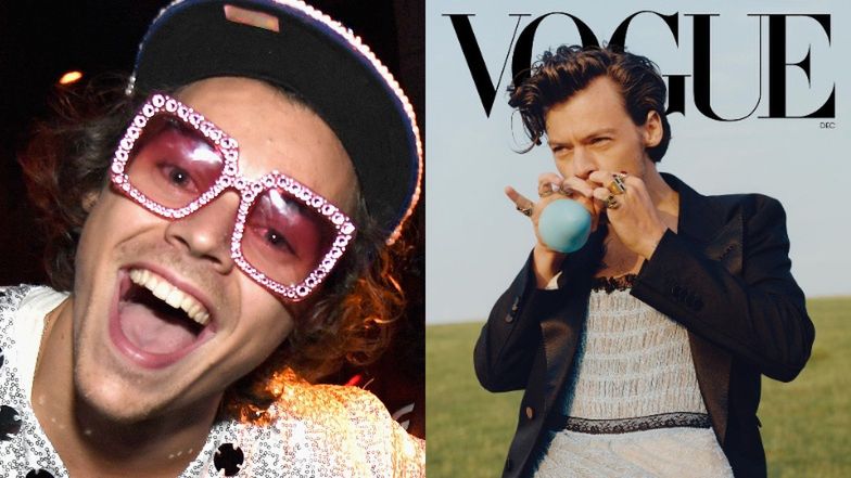 Harry Styles odpowiada na krytykę "kobiecej" sesji, pozując W FALBANKACH i z bananem w buzi