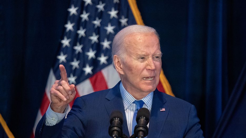 COLUMBIA, SOUTH CAROLINA - JANUARY 27: US President Joe Biden speaks to a crowd during the South Carolina Democratic Party First in the Nation Celebration and dinner at the state fairgrounds on January 27, 2024 in Columbia, South Carolina. South Carolina holds its Democratic  party primary on February 3. (Photo by Sean Rayford/Getty Images)