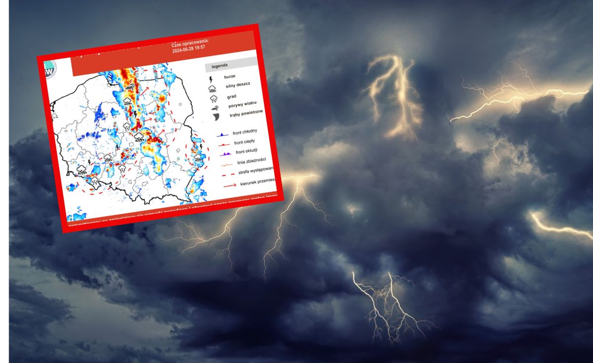 Burze, nawalny deszcz i silny wiatr. Groźny front przesuwa się na wschód Polski