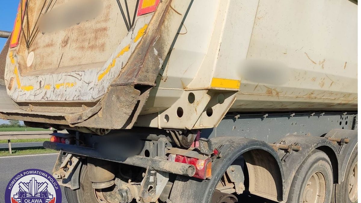 KPP w Oławie. Oława. Ciężarówką bez koła jechał autostradą
