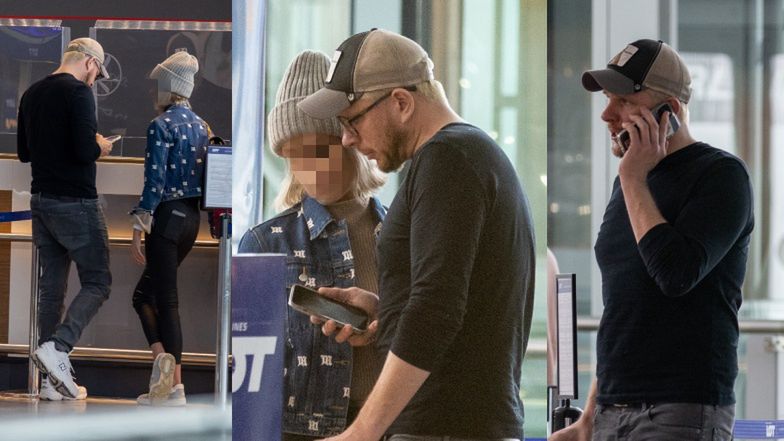 Filip Chajzer z byłą (?) narzeczoną na lotnisku